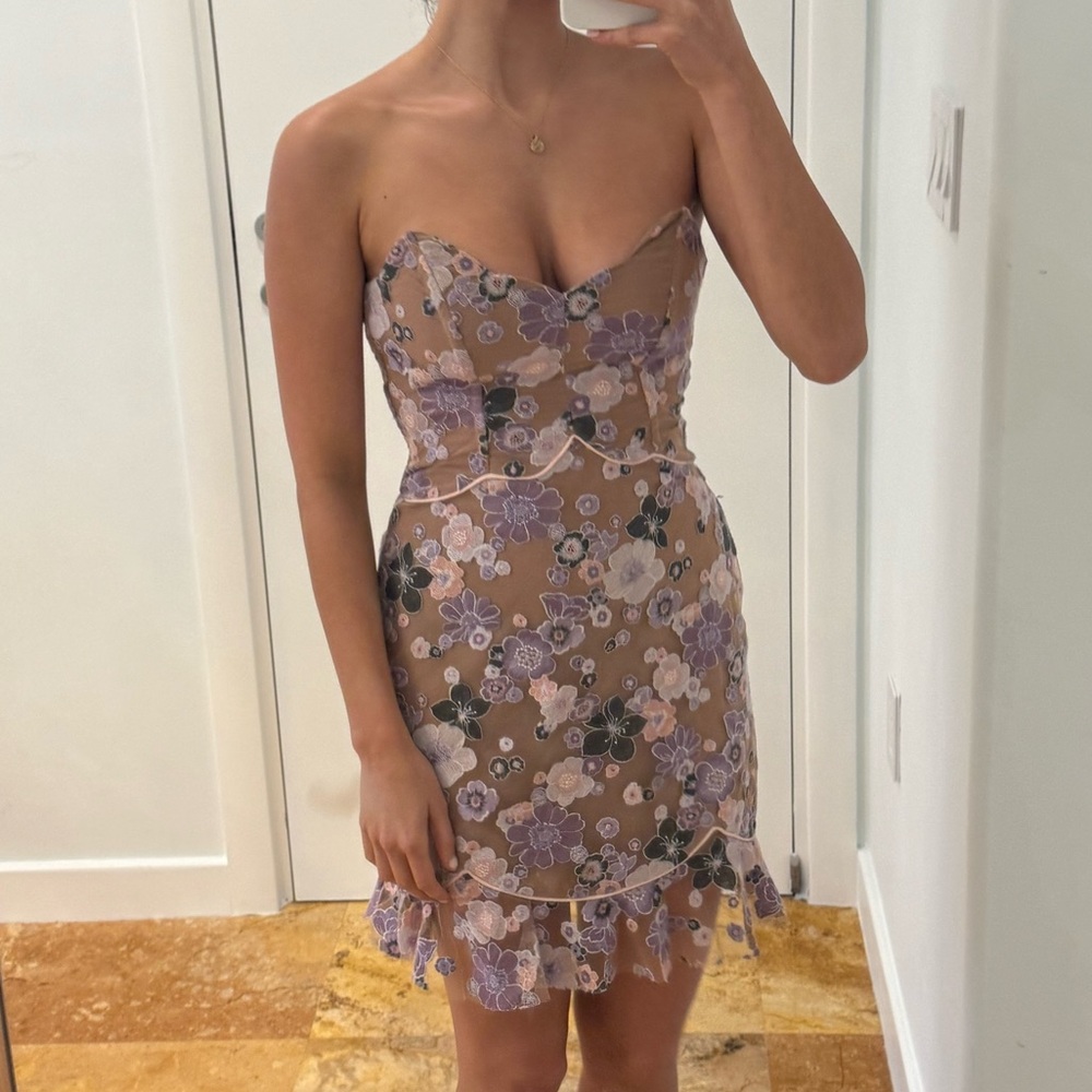 For Love & Lemon Floral Strapless Dress Size S - Picture 4 of 9